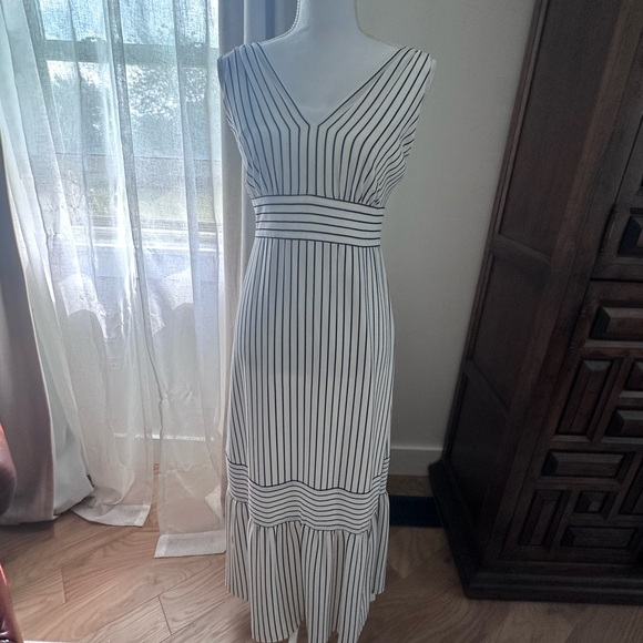 Ralph Lauren Black and White Striped Maxi Dress - Picture 1 of 5